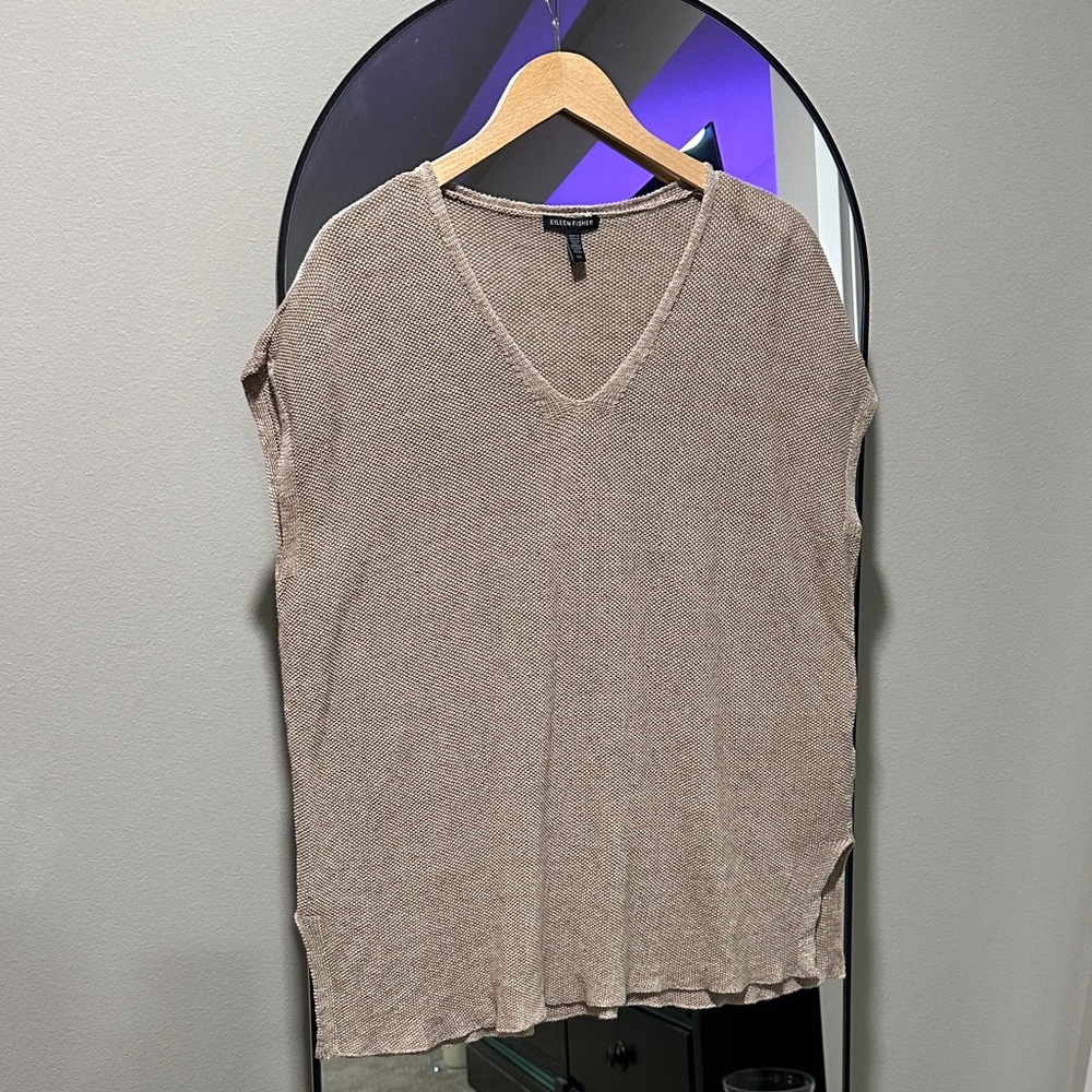 Eileen Fisher V-Neck Knit Top - Brown